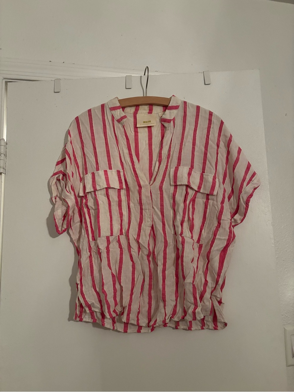 Maeve Pink and White Striped Shirt